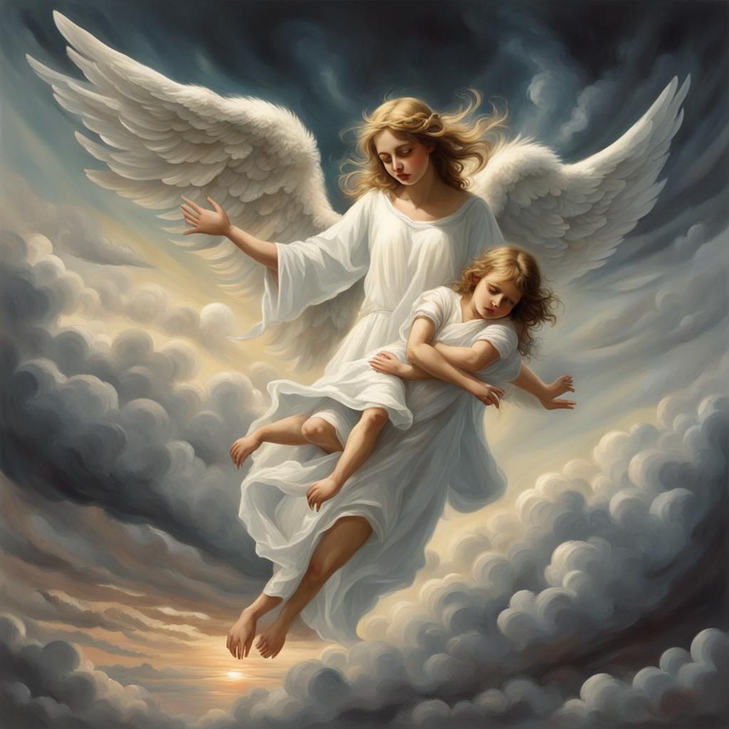 Angel Rescuing Girl From Hell