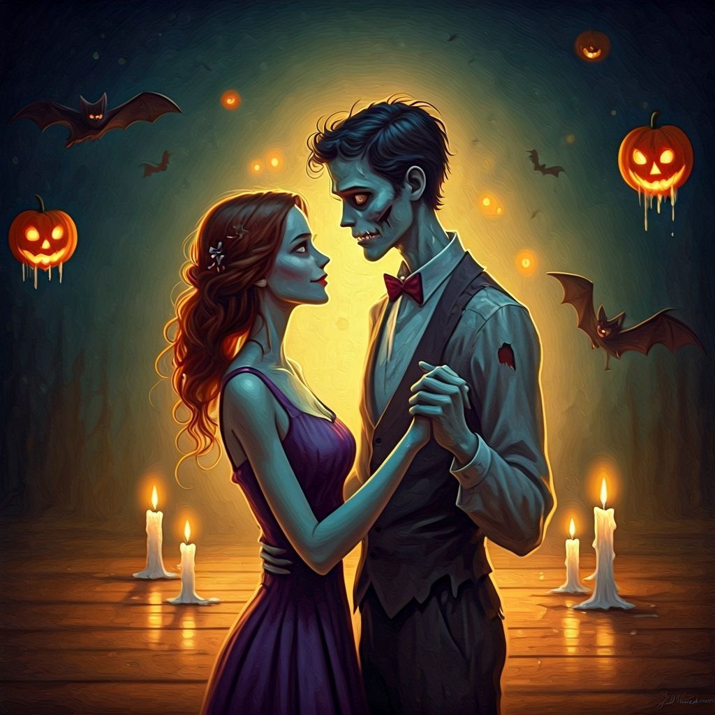 Shy Zombie Teens Dance Under Floating Candles