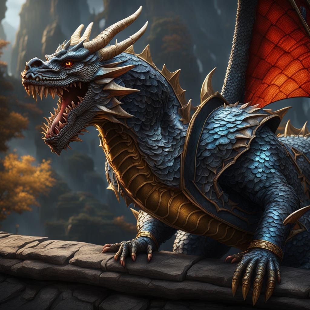 Dragon in Chainmail Barding and Sunglasses