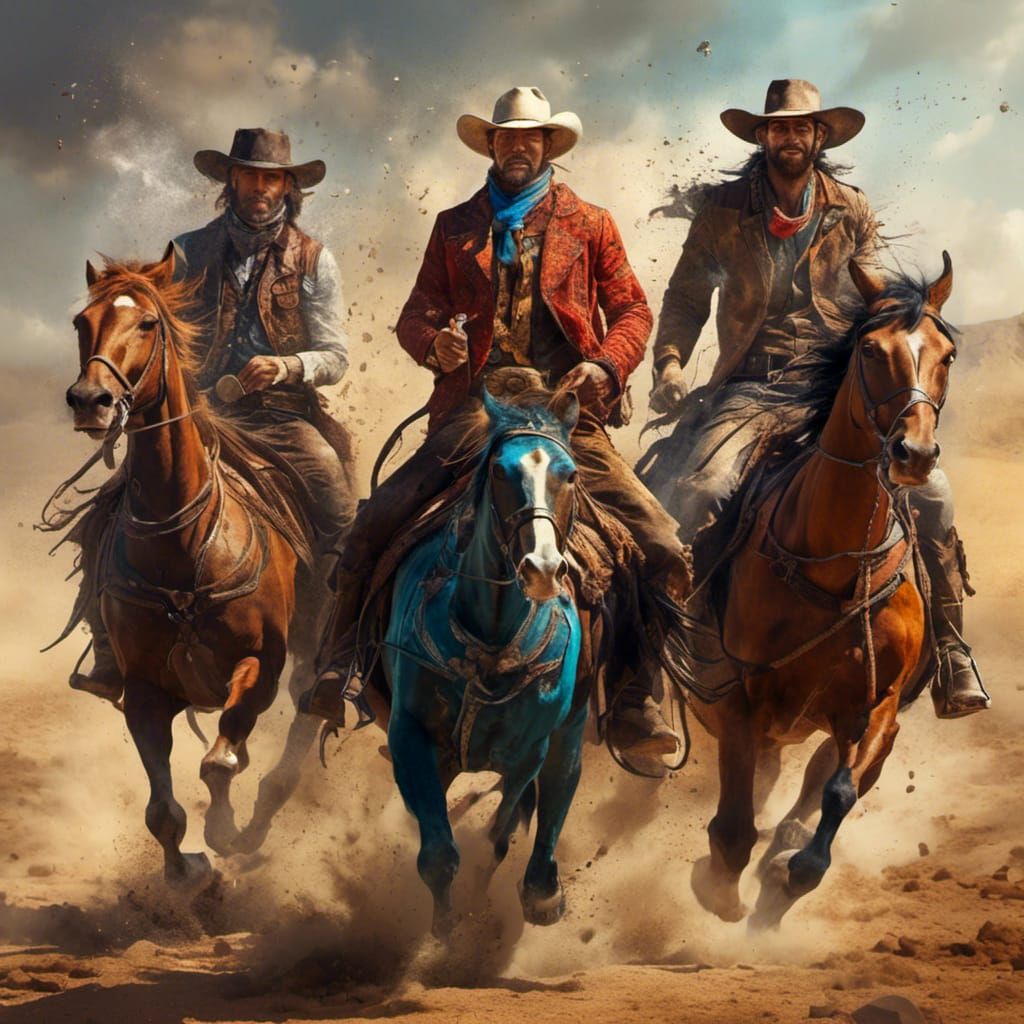 Cowboys in a Colorful Hyperreal Fantasy World