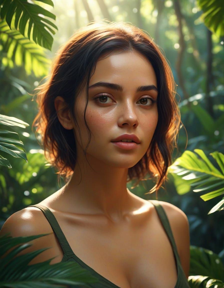 Exotic Forest Woman in Hyper-Realistic Digital Art