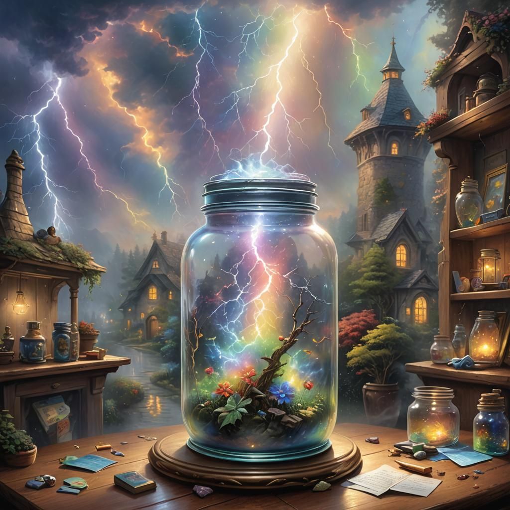 Rainbow Lightning Captured: Ethereal Fantasy Art