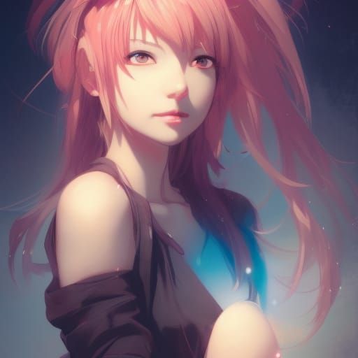 Cute Anime Girl in Cafe: Hyperdetailed Portrait