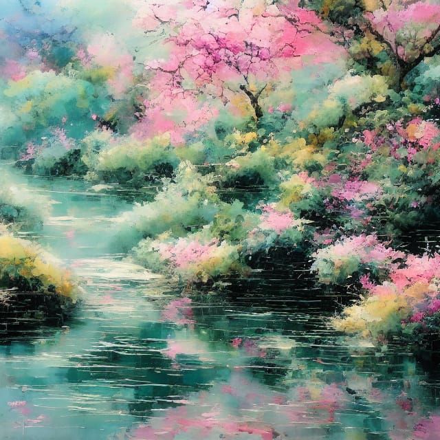 Sakura Blooms in Whimsical Watercolor Style