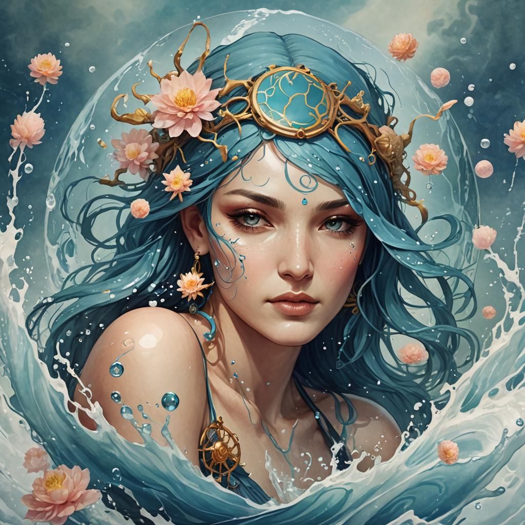 Cancer Woman: Water Element Zodiac Art