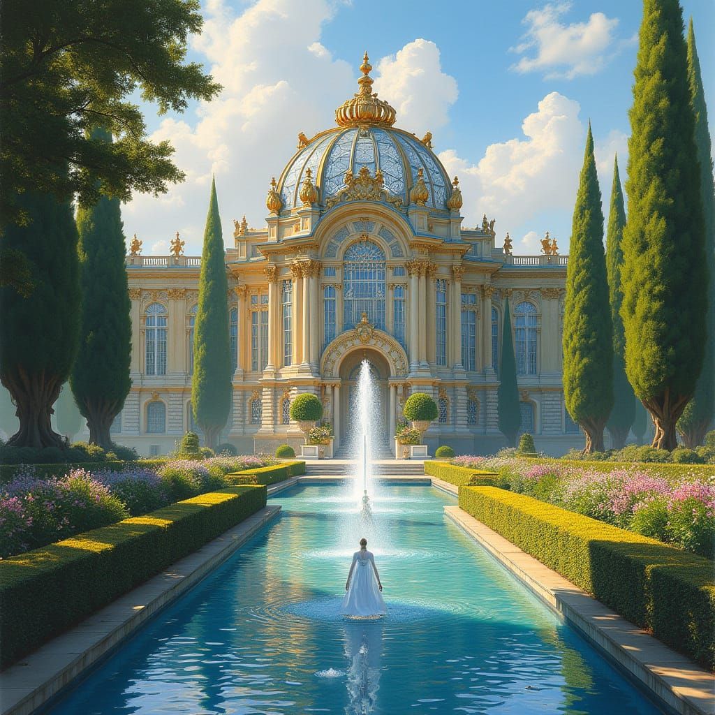 Stained Glass Palace of Versailles in Dreamlike Splendor