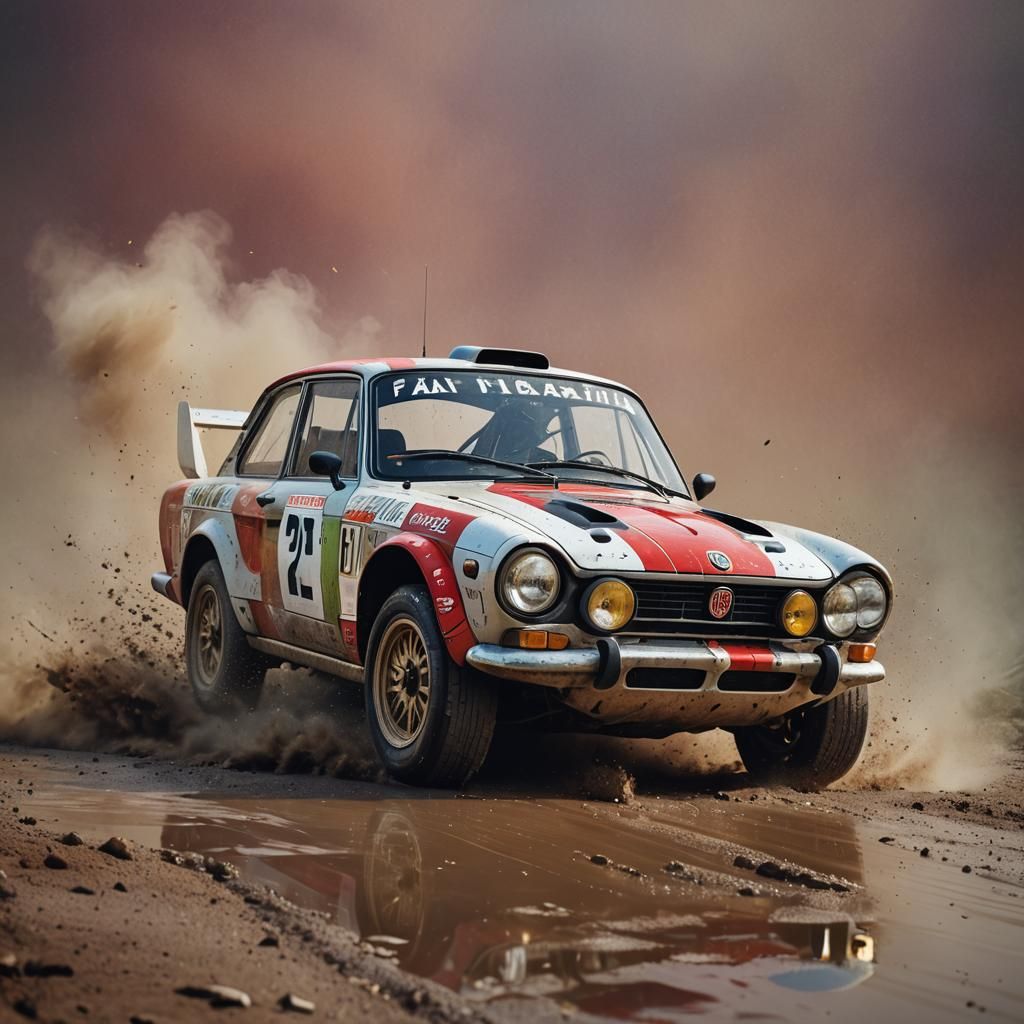 Fiat 124 Abarth Rally Car Splash Art