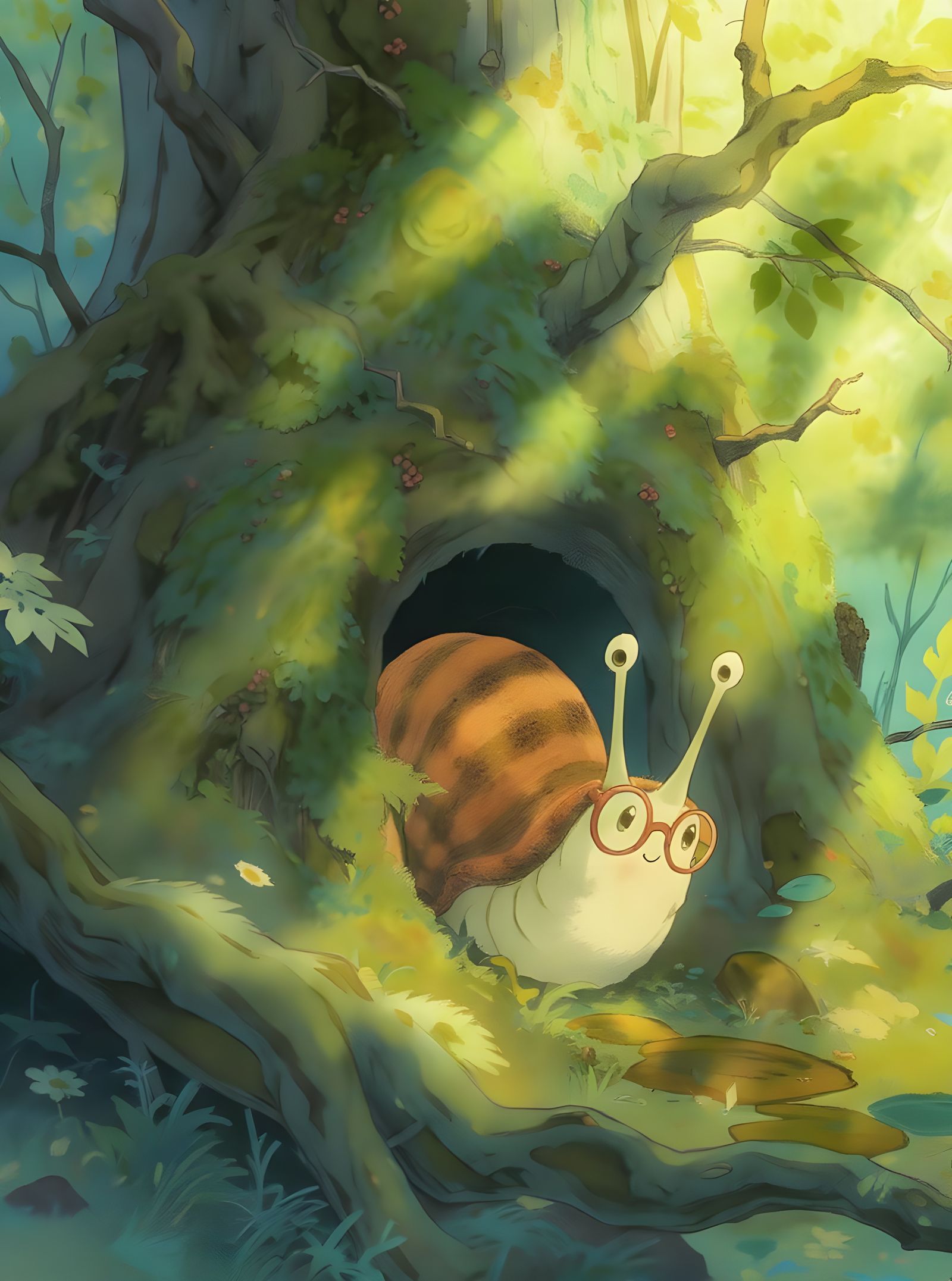 Anime Snail's Curious Forest Gaze