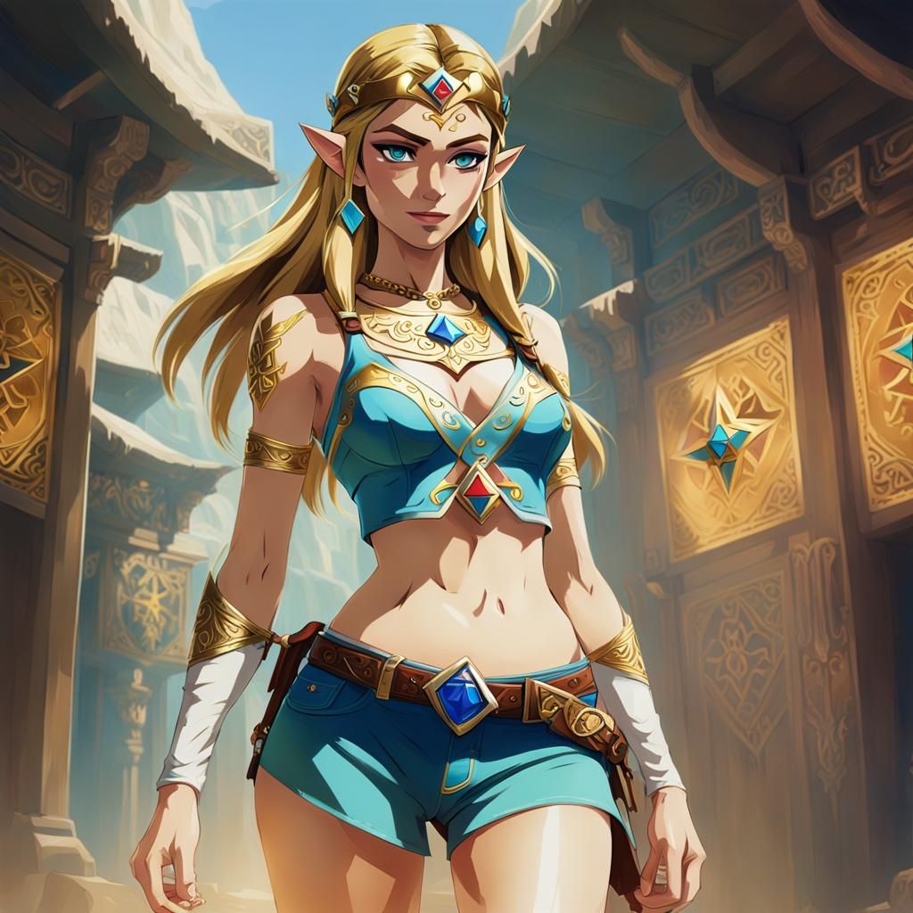 Princess Zelda as Abstract Cowgirl Digital Art