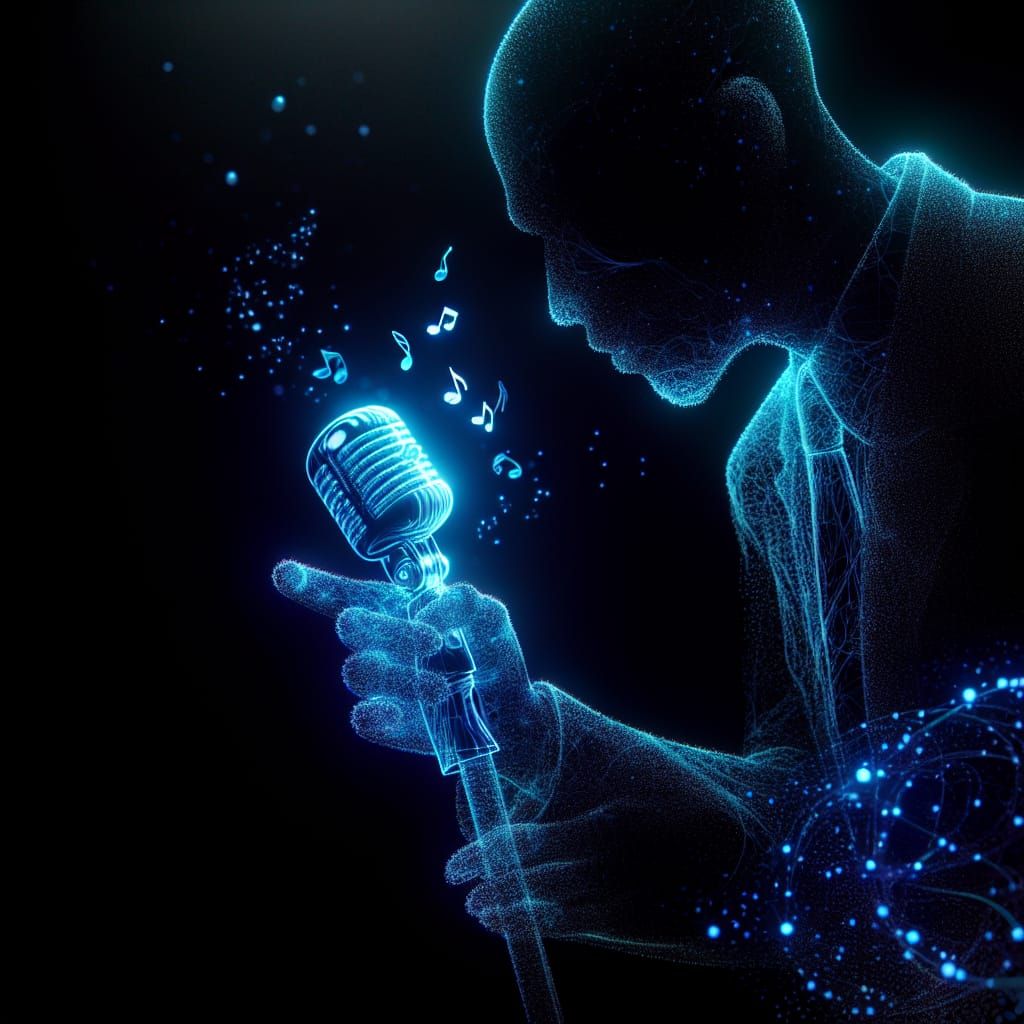 Abstract Jazzhop Musician in Dreamlike Night Scene