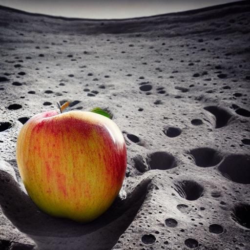 Hyperrealistic Apple on the Moon in HDR