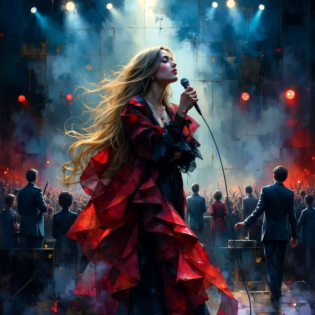 Rock Singer in Concert with Magical Lighting