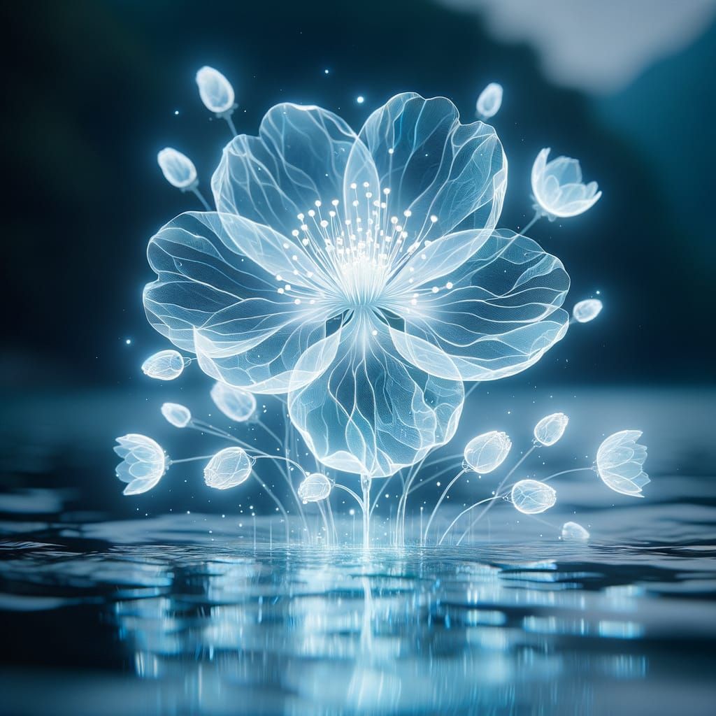 Ethereal Sakura Flower Radiating Bioluminescence