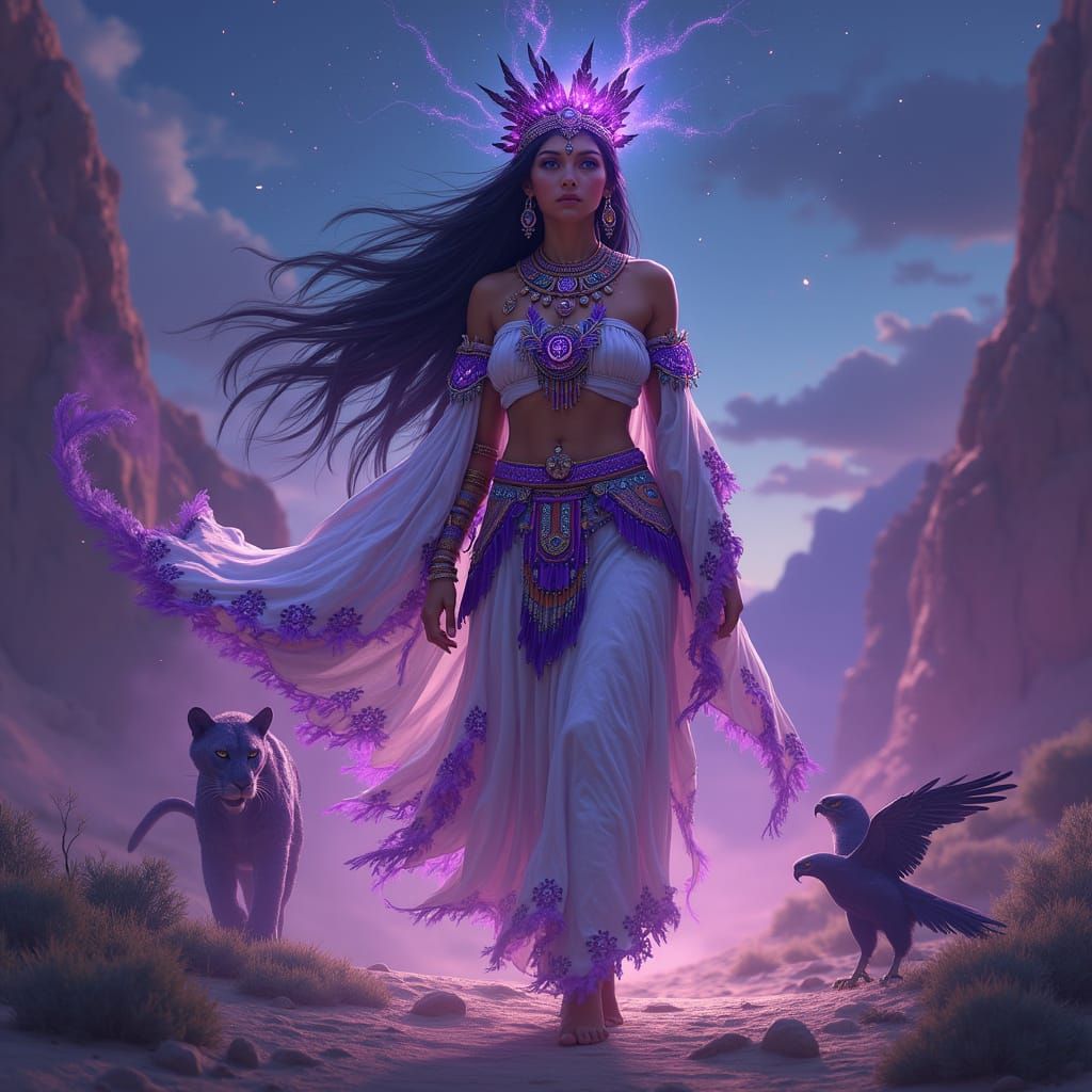 Vibrant Aztec Queen Embarks on Ethereal Journey with Ancestr...