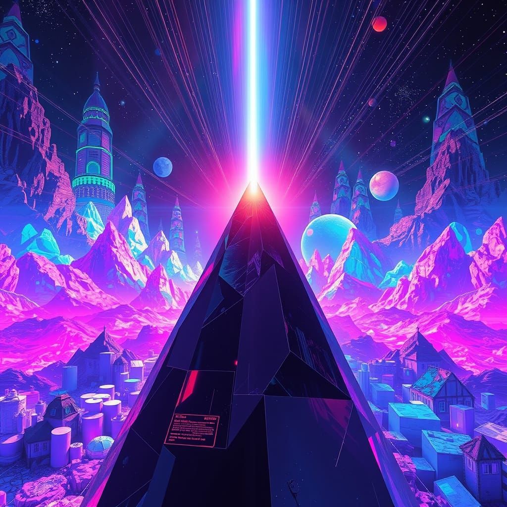 Prismatic Light Refraction in Neon Surrealism