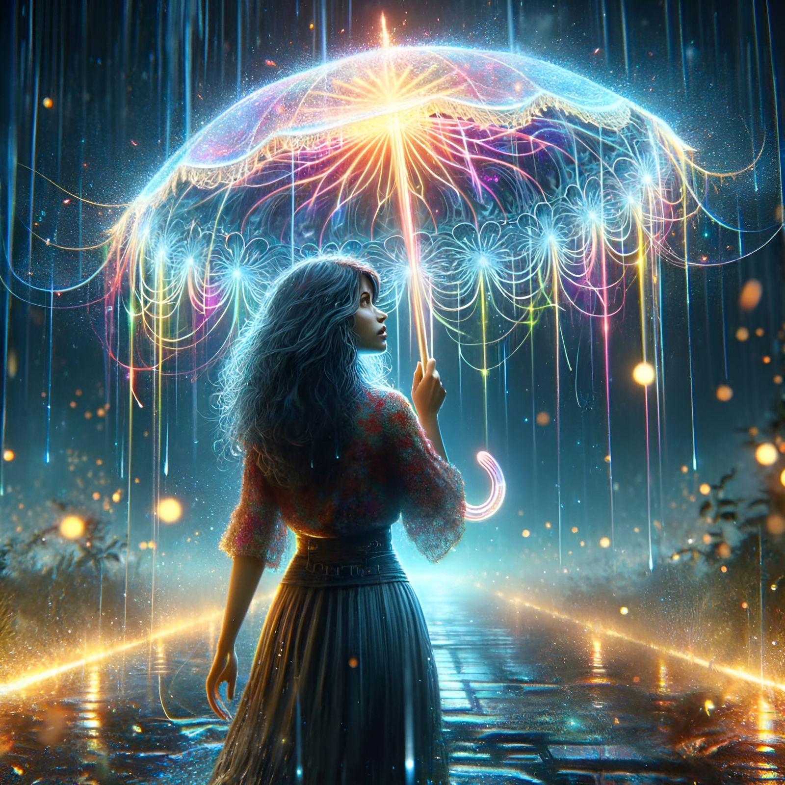 Luminescent Jellyfish Umbrella Fantasy Art