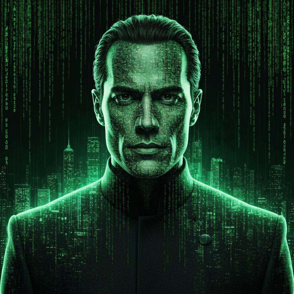 Neo From The Matrix As Digital Code Art