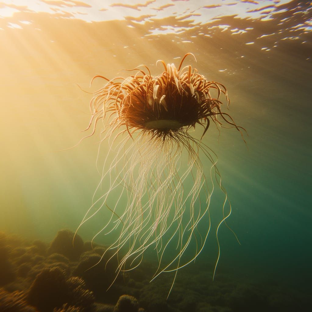 Ethereal Underwater Plant in Amber Hues