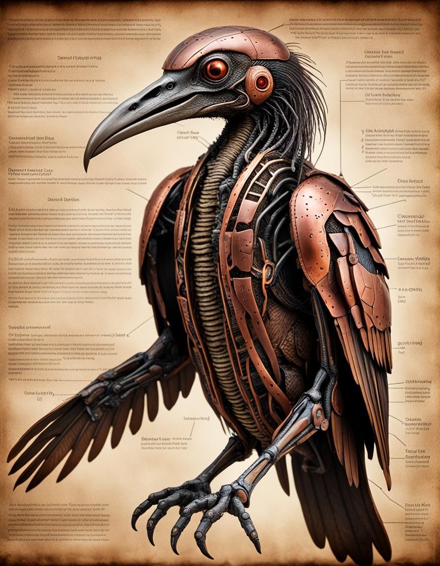 Mutant Prehistoric Bird Anatomy Diagram