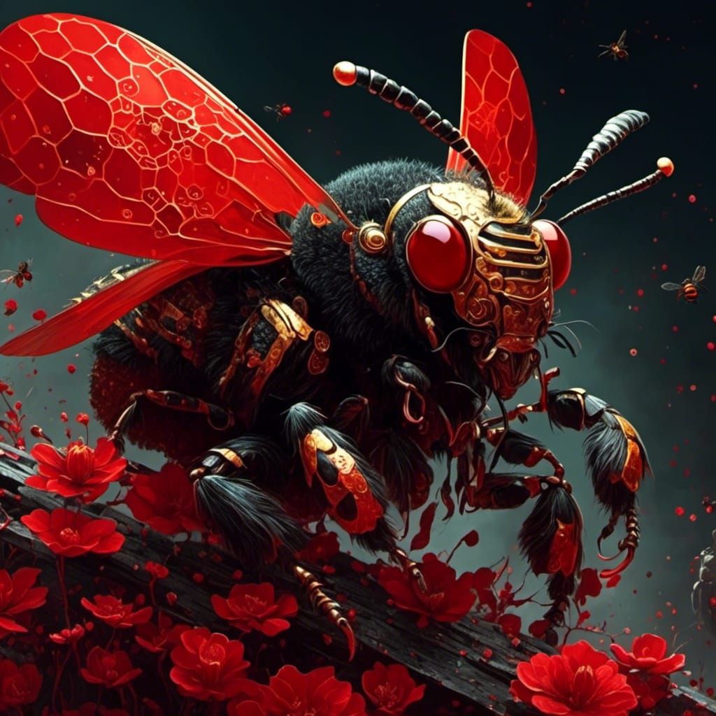 Fantasy Warrior Bee Avatar in Dark Fantasy Style