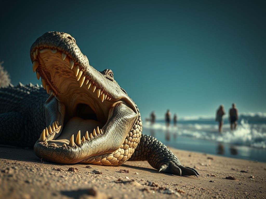 Sinister Saltwater Crocodile Wreaks Chaos at a Deserted Beac...