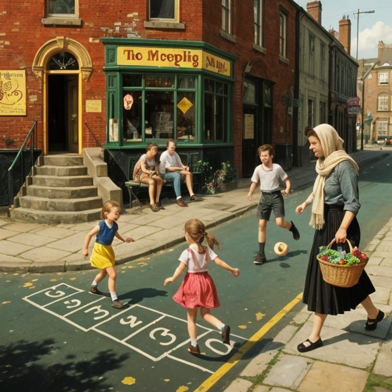 Manchester Street Scene, 1960s, in Oil