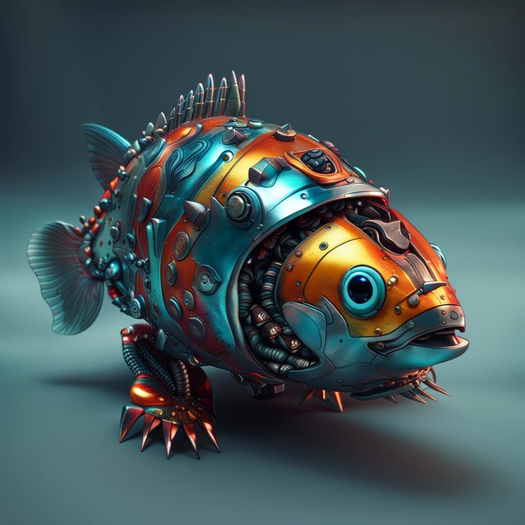Metallic Robotic Piranha Pet in Vivid Colors