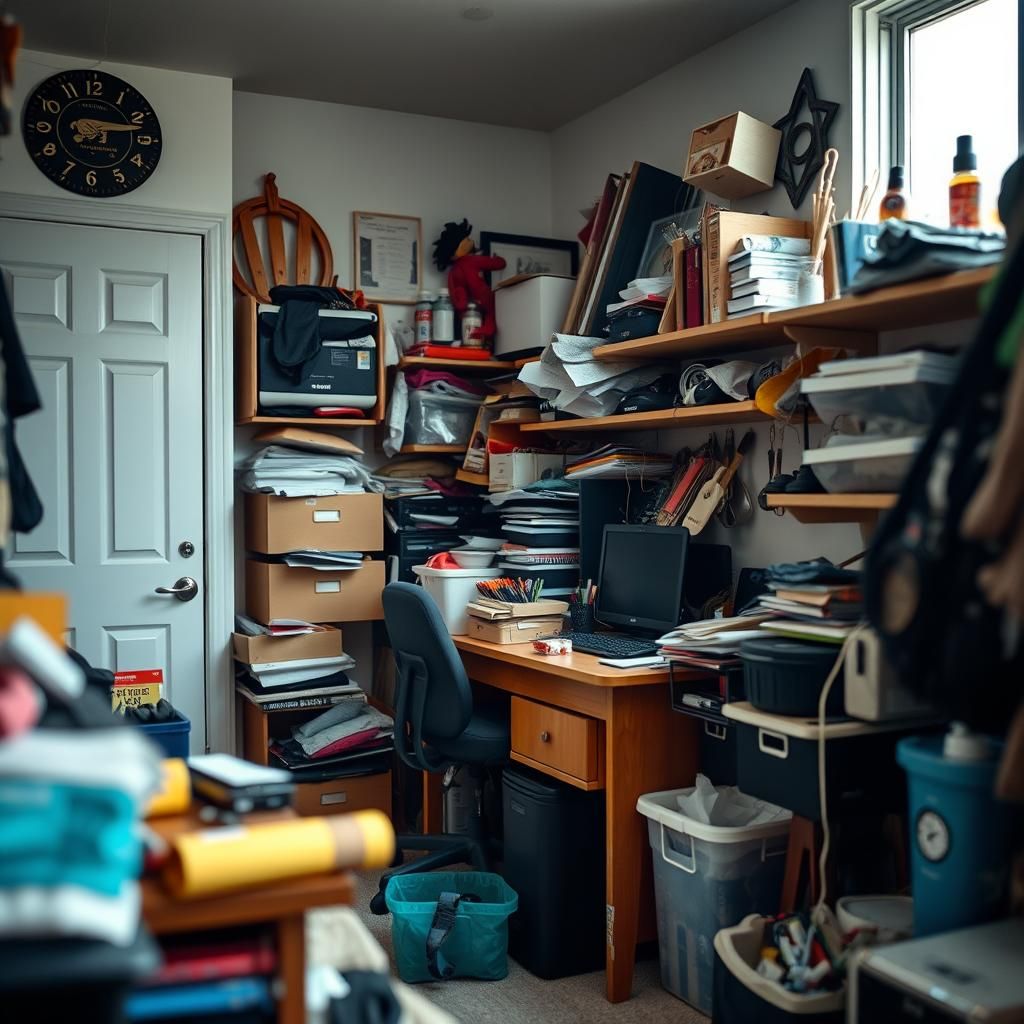 Detailed Professional Photo of a Cluttered Room
