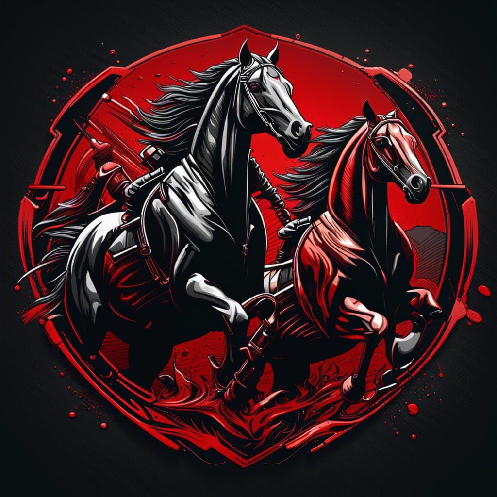 Horse and Motorcycle Racer Logo in Hyperdetailed Style