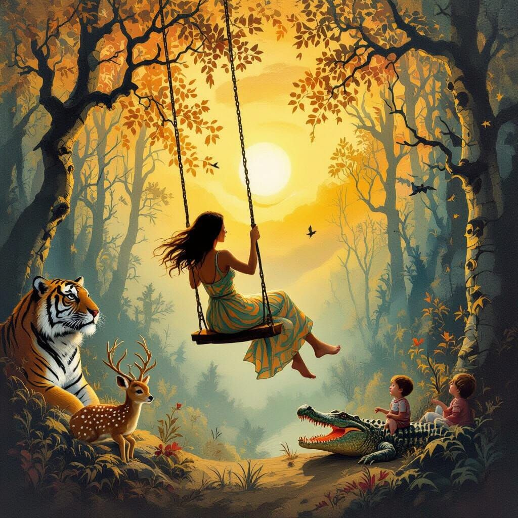 Surreal Swing: Dreamlike Scenes in Vivid Colors