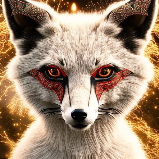Magnificent Nine-Tailed Fox in Detailed Digital Art