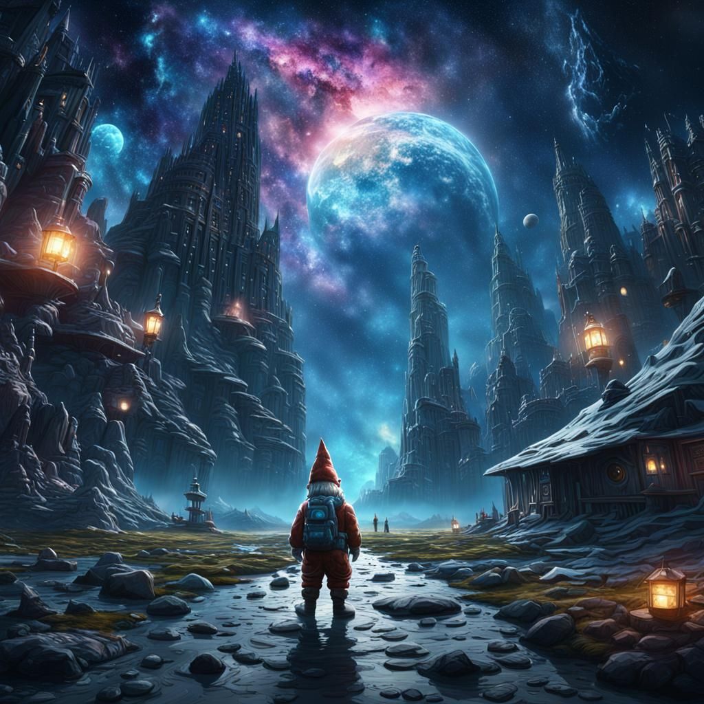 Space Gnome in Epic Digital Painting