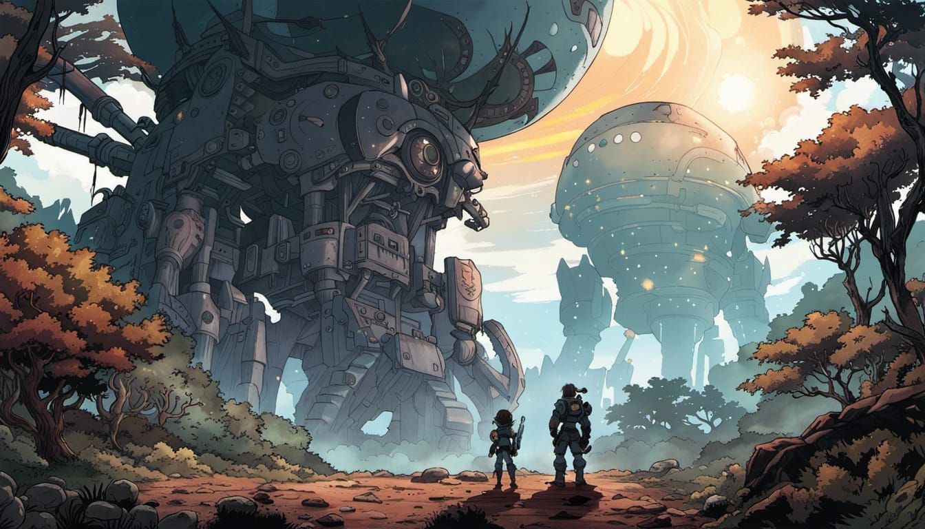 Mecha Wasteland: Ukiyo-e Fantasy Anime Concept Art