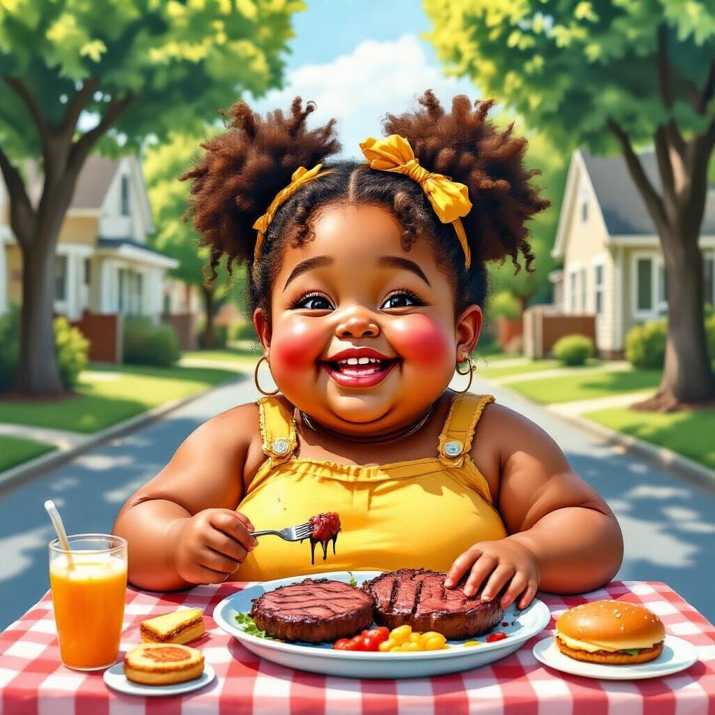 Joyful Black Girl at Community BBQ Celebration