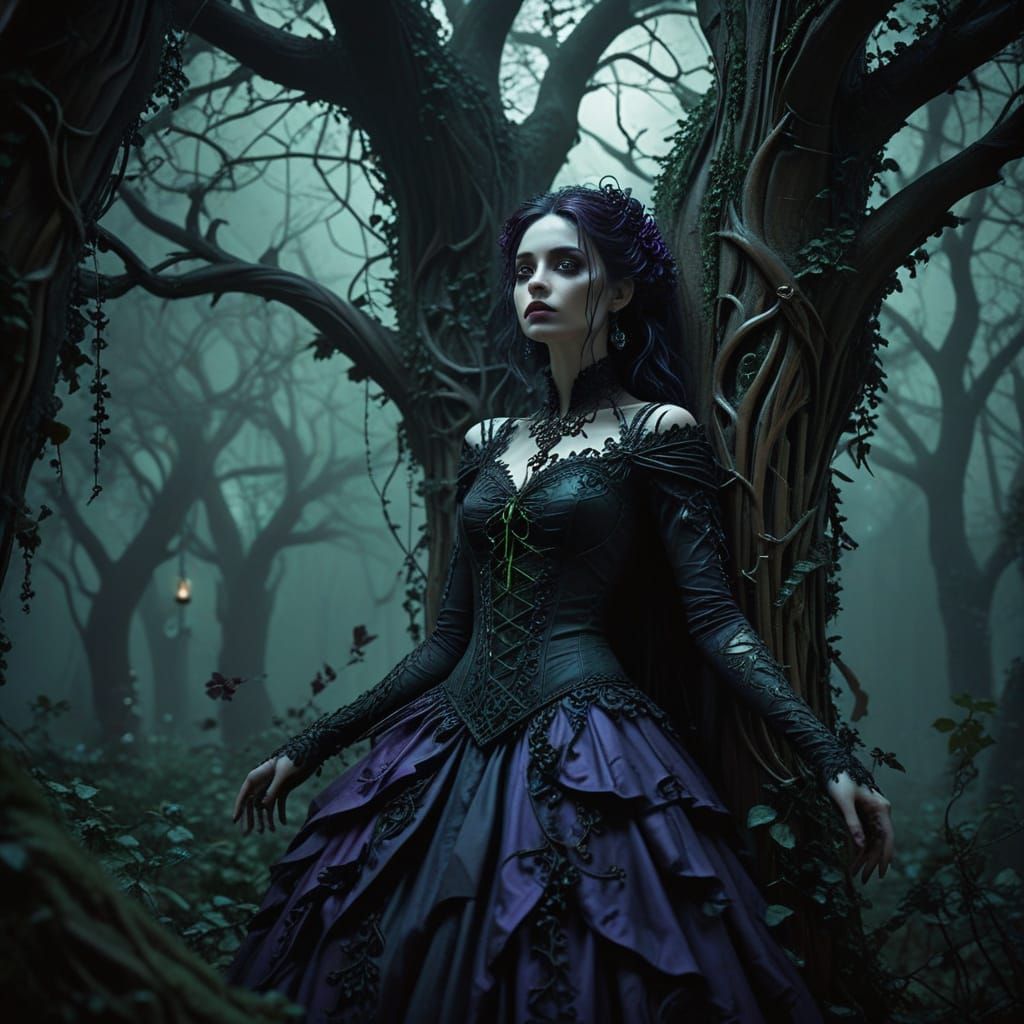 Gothic Whimsy in a Dark Forest