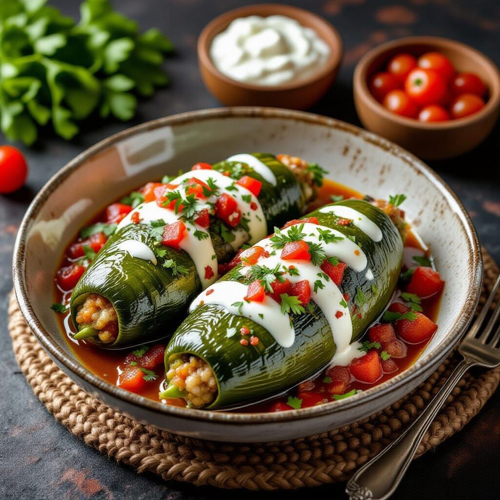 Gourmet Chiles en Nogada, Ultra Realistic Mexican Cuisine