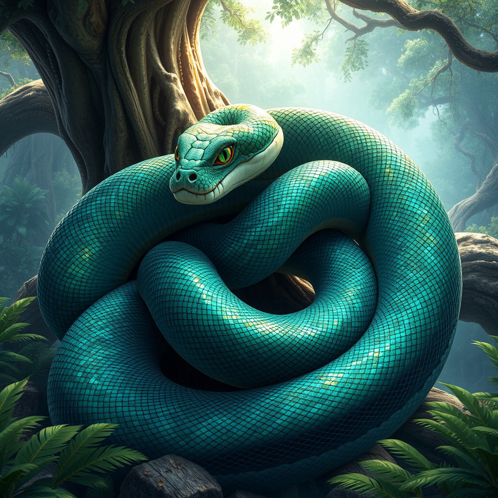 Giant Titania Boa in Detailed 3D Anime Art