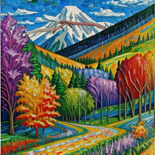 Lord of the Rings in Neo-Impressionist Mosaic Style