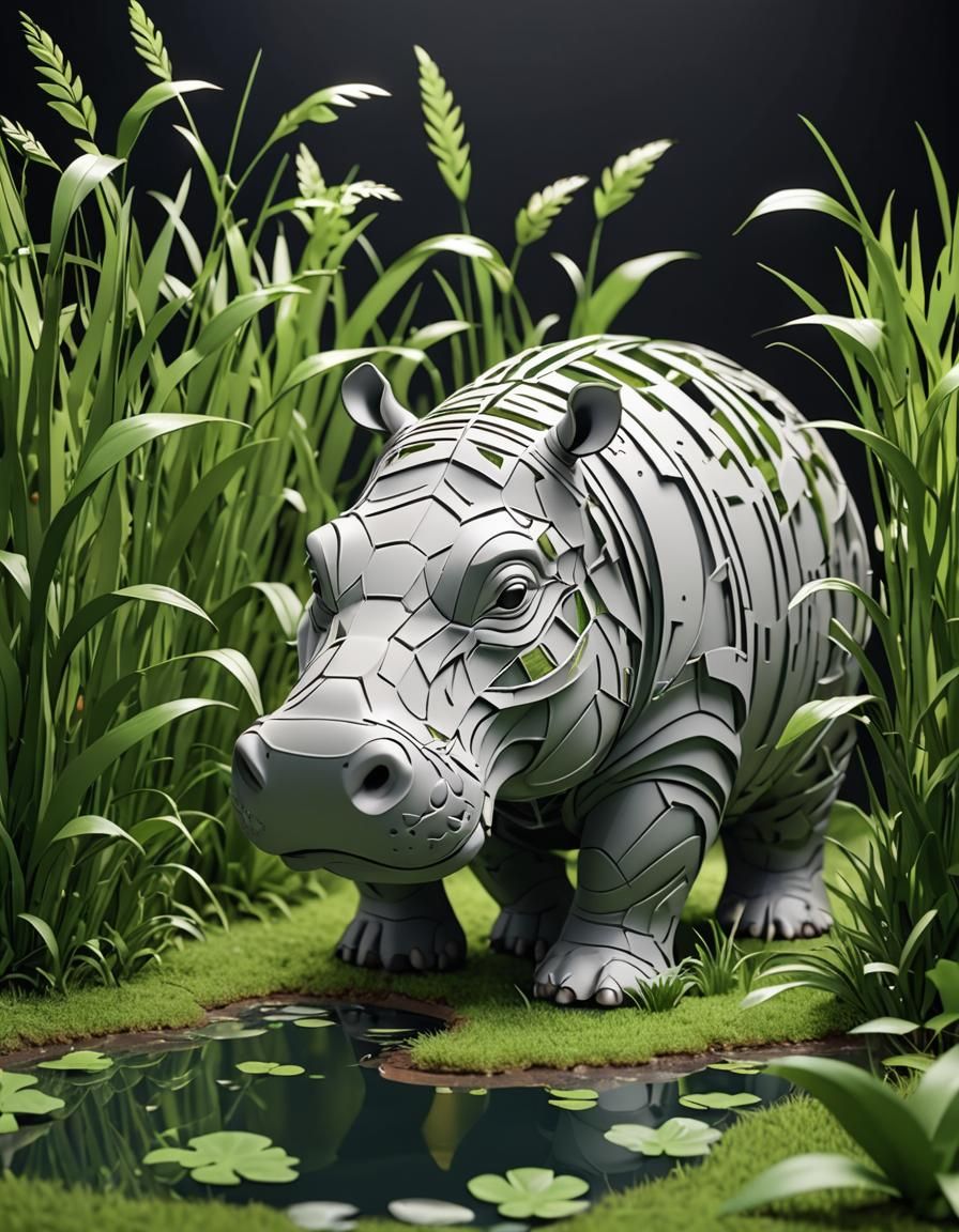Kirigami hippo.