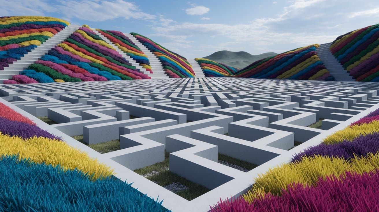 Tessellated Land Art with Infinite Staircases in Maximalism