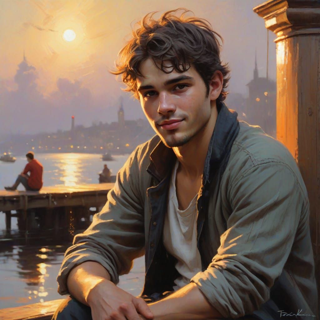 Mysterious Young Man Contemplates Celestial Oils