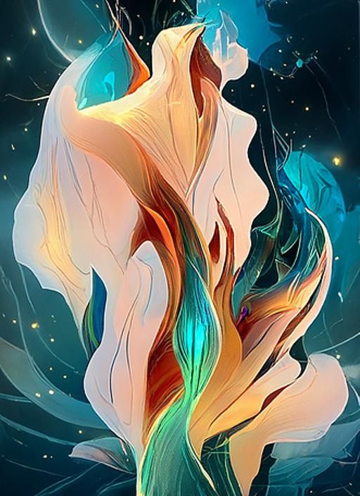 Luminescent Fire Elemental in a Cosmic Fractal Landscape