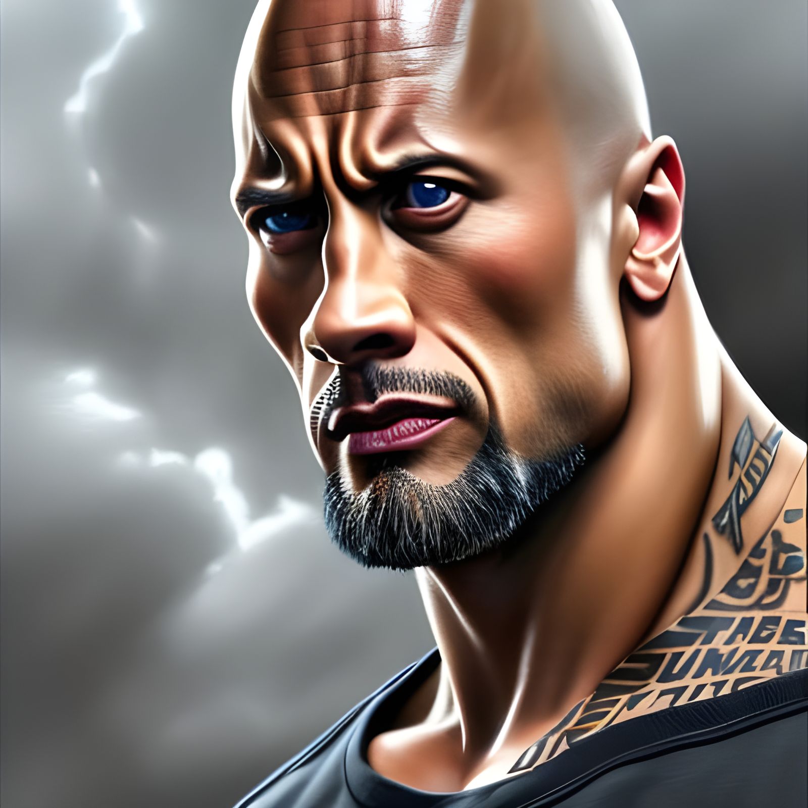 Hyperrealistic Punk Portrait of Dwayne Johnson