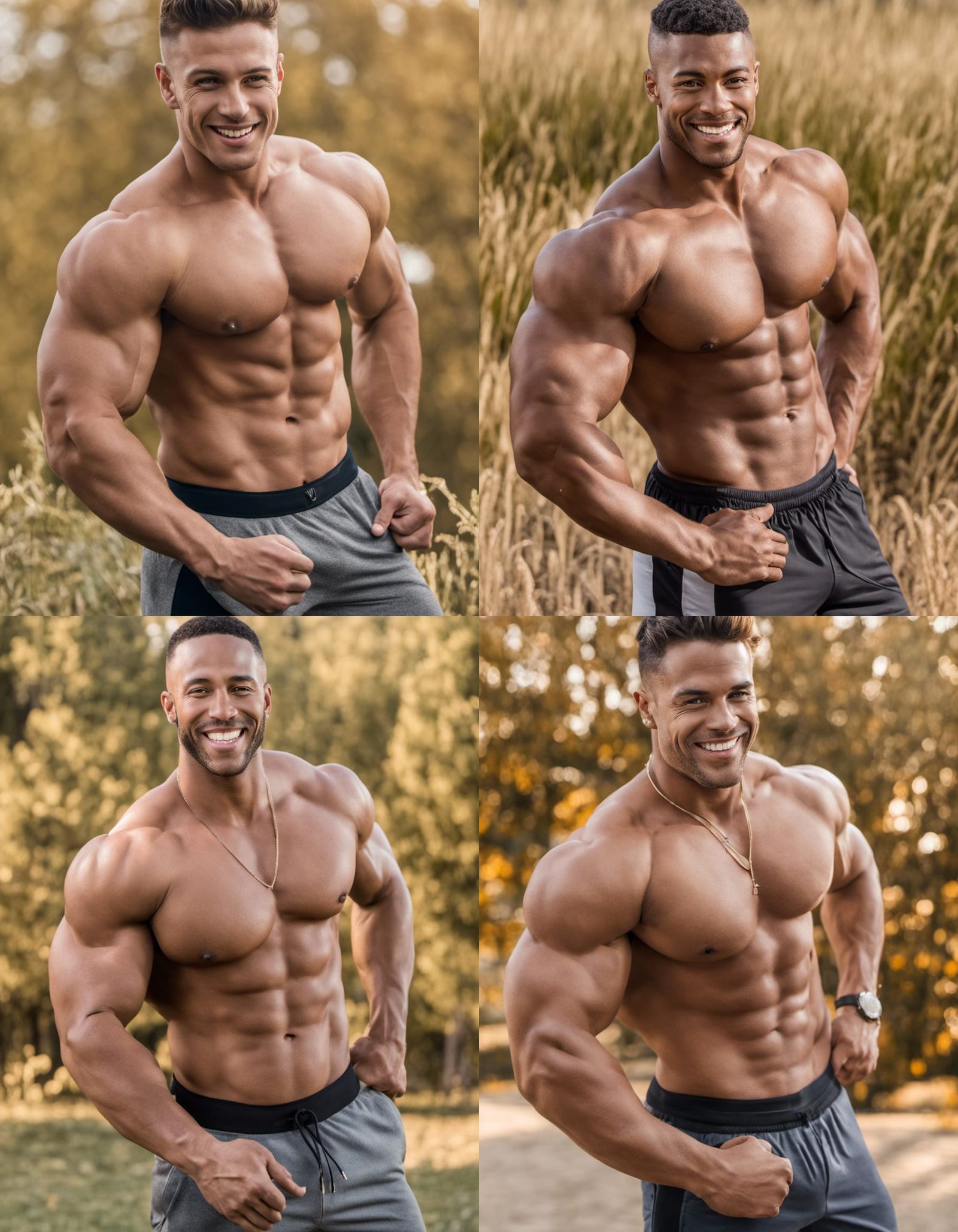 Smiling Muscular Bodybuilder in Golden Hour