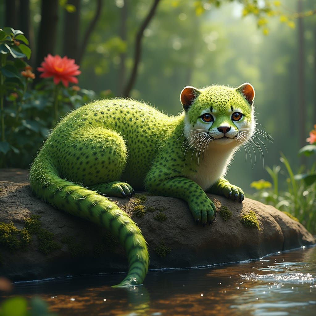 Cheetah-Otter Fusion Lounging in Sunlight