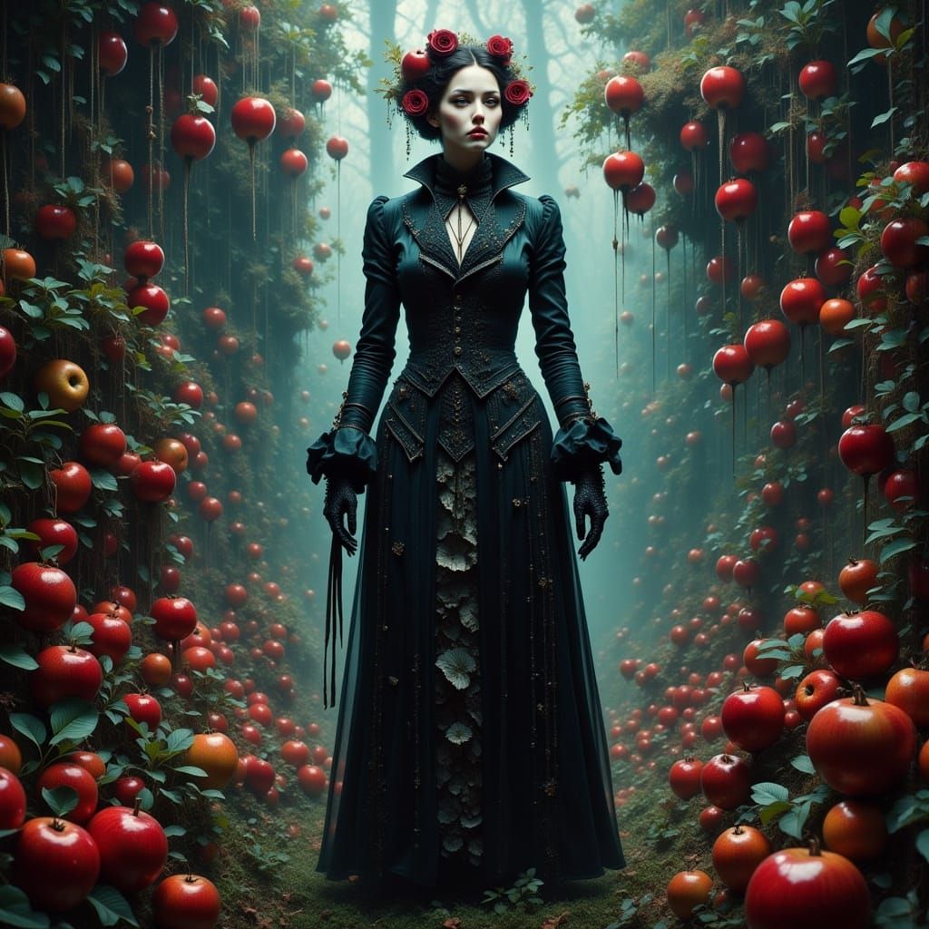 Darkly Magical Woman in Biomechanical Landscape