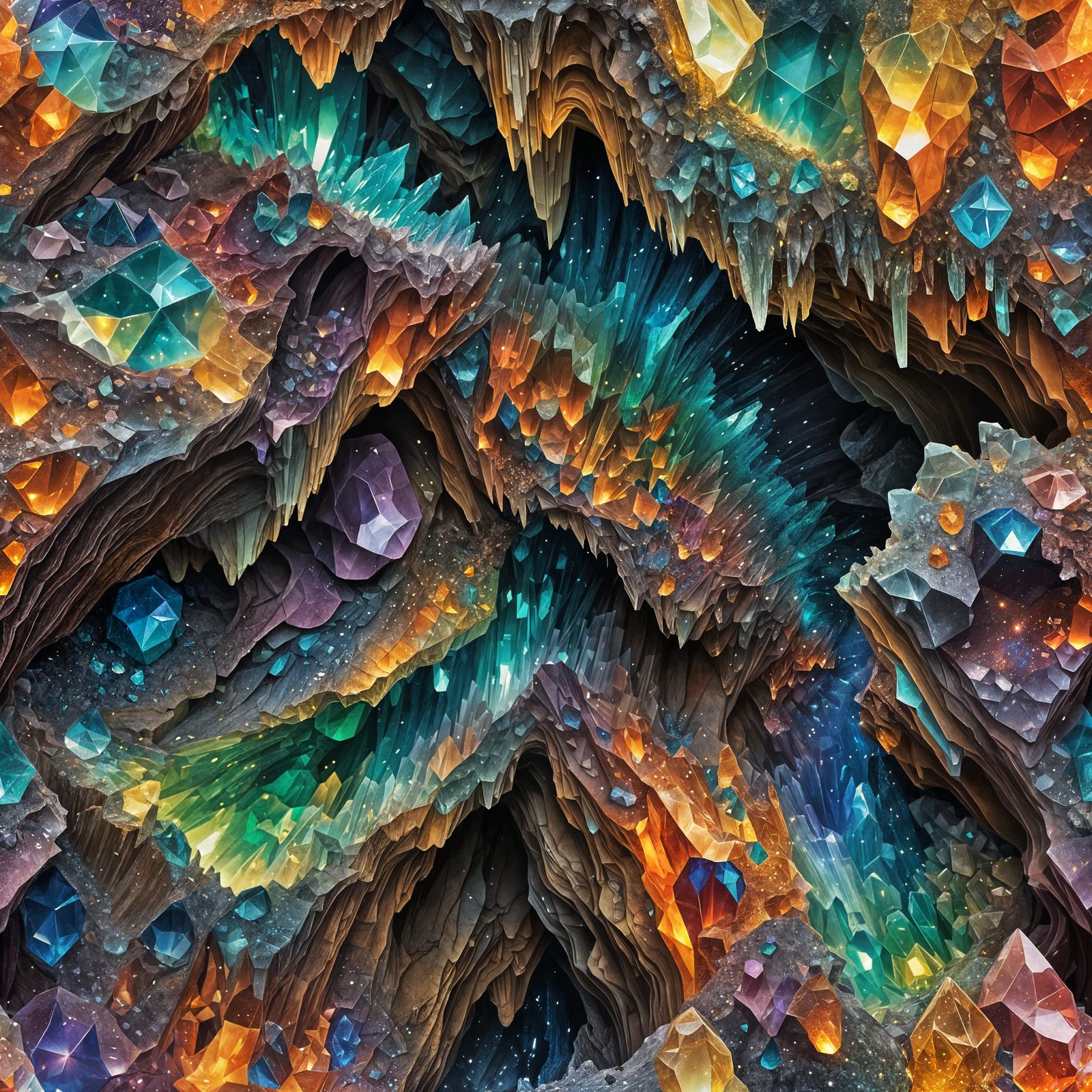 Sparkling Diamond Mines in a Cave: Hyperrealistic Concept Ar...