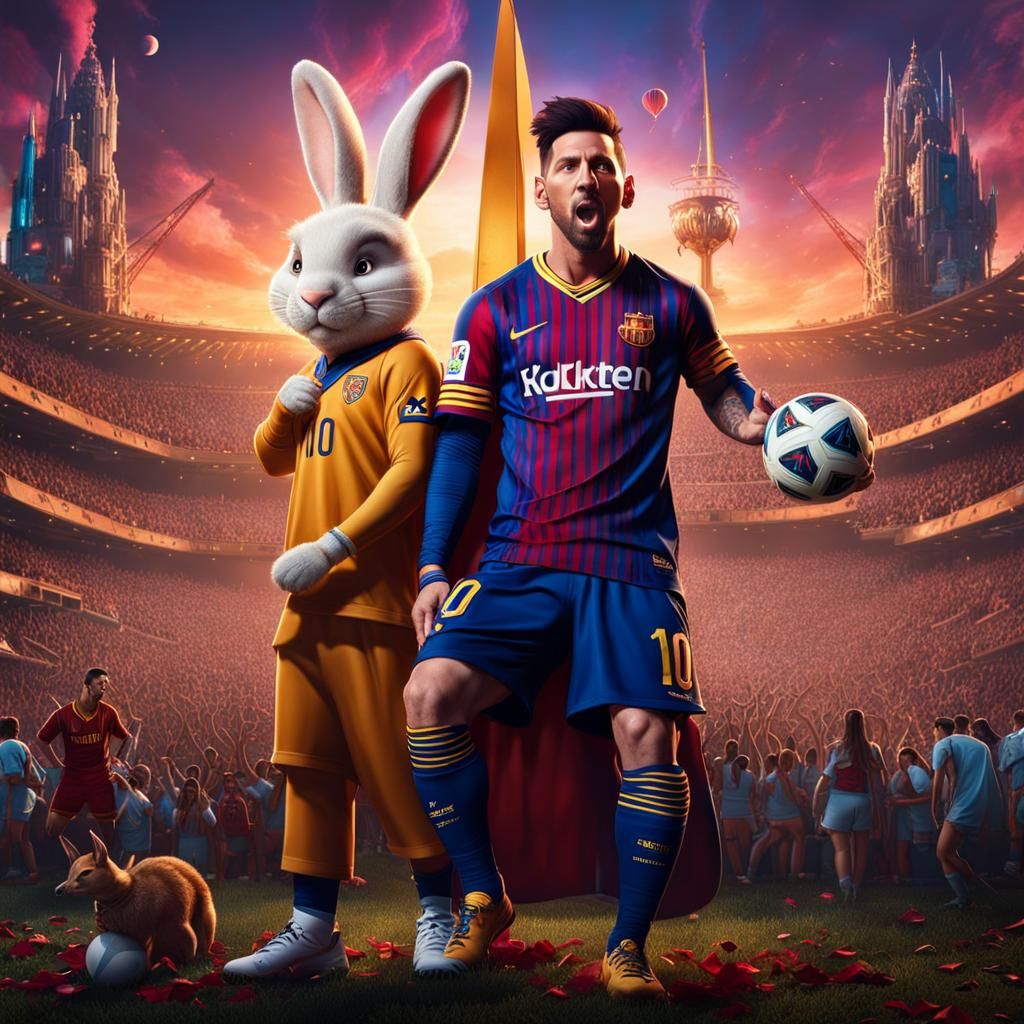 Messi and Bad Bunny Duet: Fantasy Art
