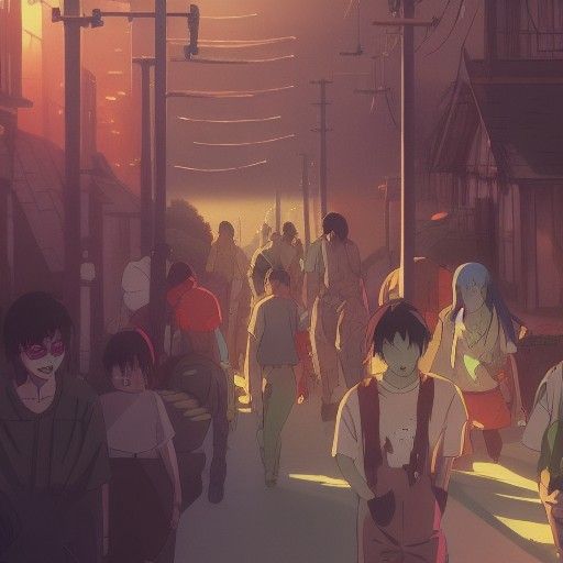 Zombie Horde in Studio Ghibli Anime Style