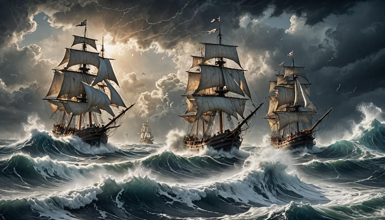 Galleons Battles Rogue Wave: Nautical Concept Art